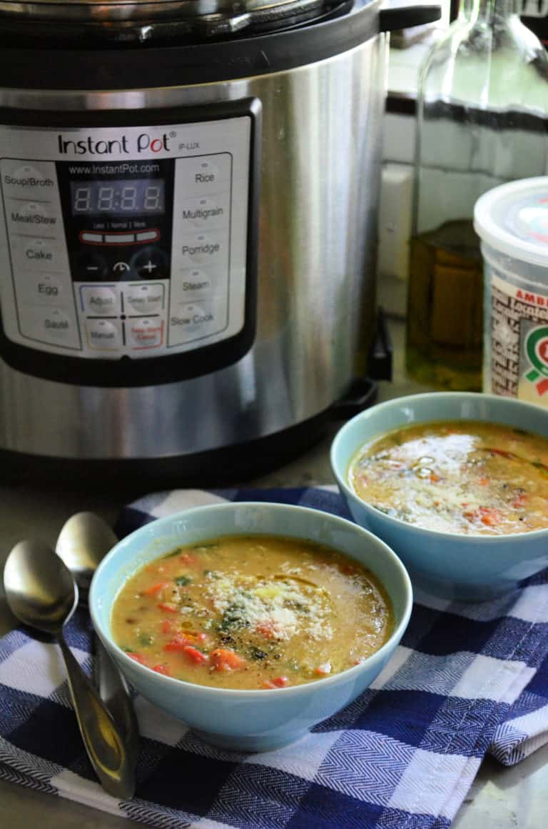 Instant Pot Italian Vegetable Lentil Soup - Katie's Cucina