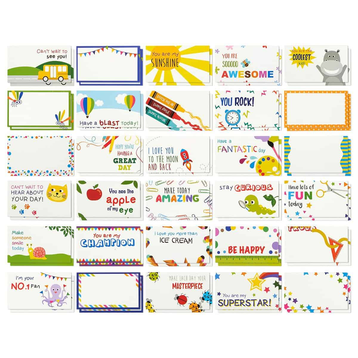 60 encouraging and positive Lunch Box Notes to put in kids lunch boxes.