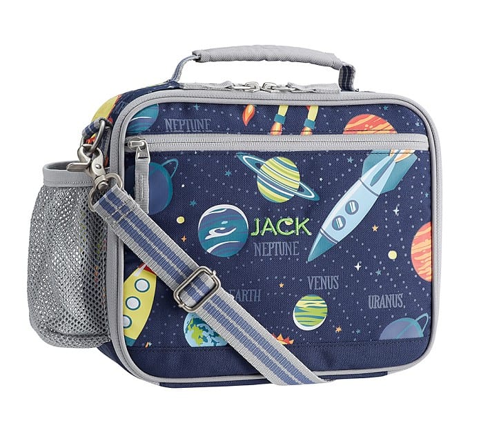 Pottery Barn Kids Cold Pack Mackenzie Lunch Box with solar system print.