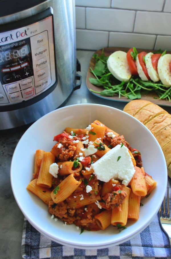 Instant Pot Sausage & Rigatoni with Goat Cheese Katie's Cucina