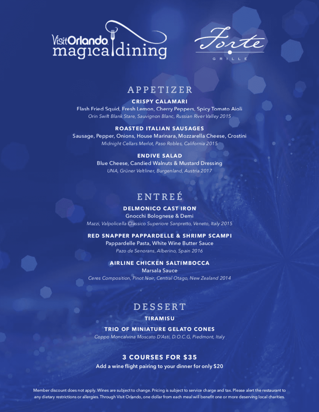 Reunion Resort Magical Dining Forte Grille Menu.