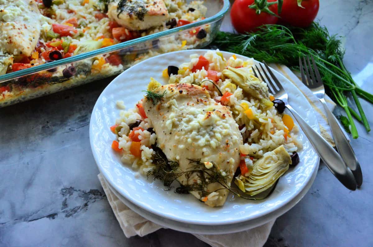 One Pan Greek Chicken and Rice