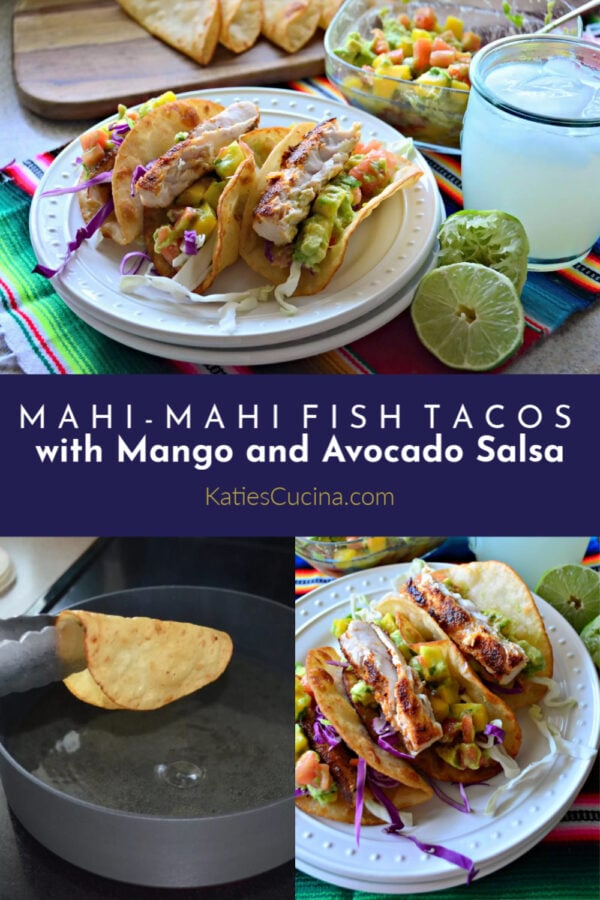 Mahi Mahi Fish Taco Collage with title text for pinterest.