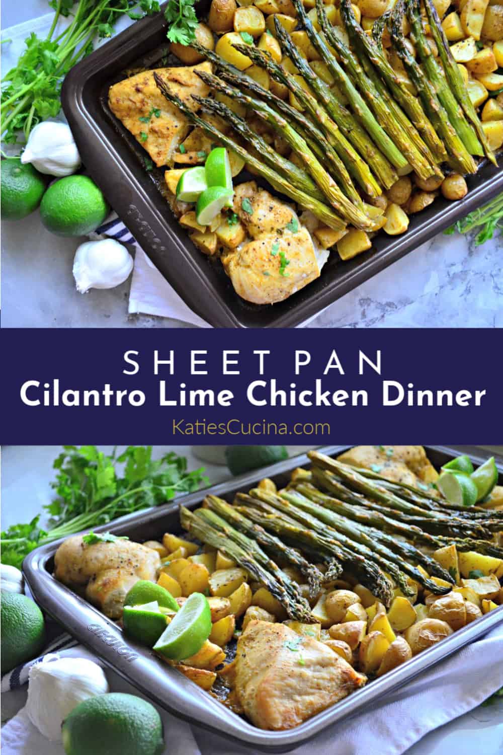 Sheet Pan Cilantro Lime Chicken Dinner Collage with text