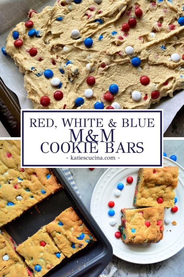 Red White and Blue M&M Cookie Bars - Patriotic Cookies!