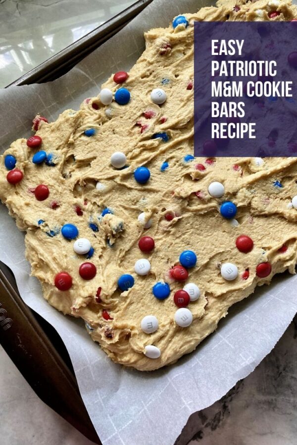 Patriotic Red, White & Blue M&M Cookie Bars  Katie's Cucina