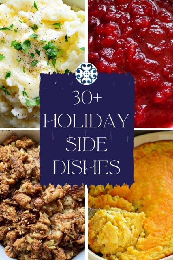 Four photos of side dishes with text on image for Pinterest.