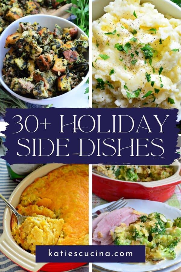 Four photos of side dishes with text on image for Pinterest.