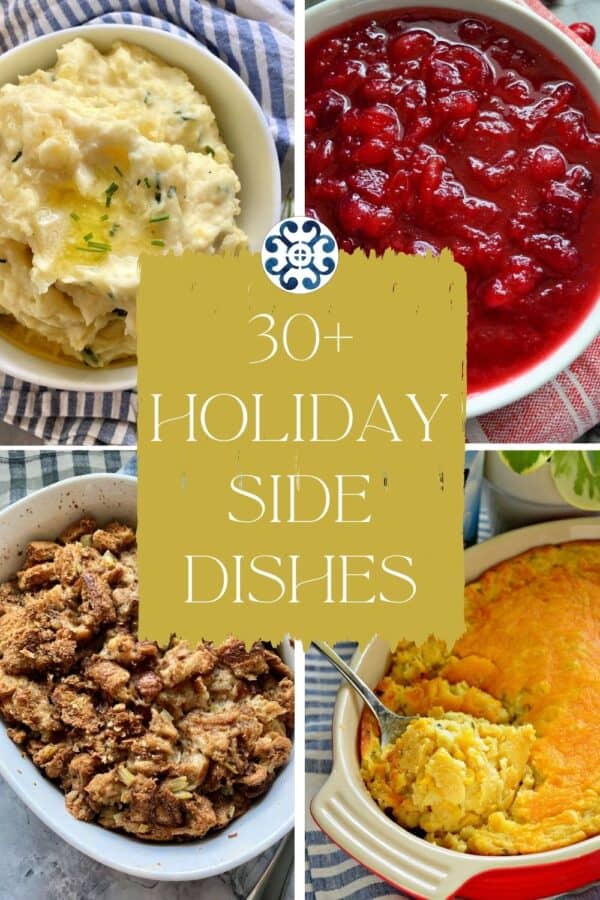 Four photos of side dishes with text on image for Pinterest.