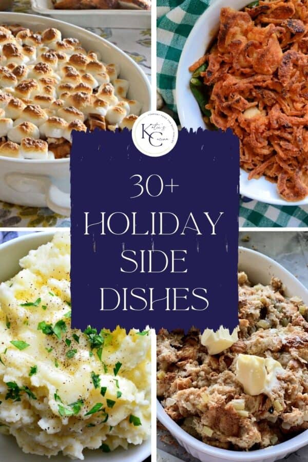 Four photos of side dishes with text on image for Pinterest.