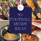 Four photo collage of different football recipes.