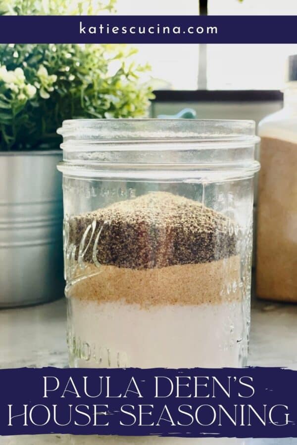 House seasoning layered in a mason jar, title text below