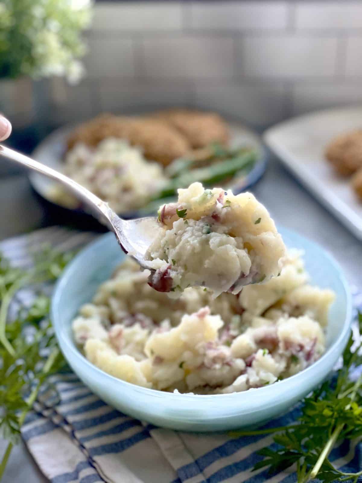 Spoonful of potato and cauliflower mash