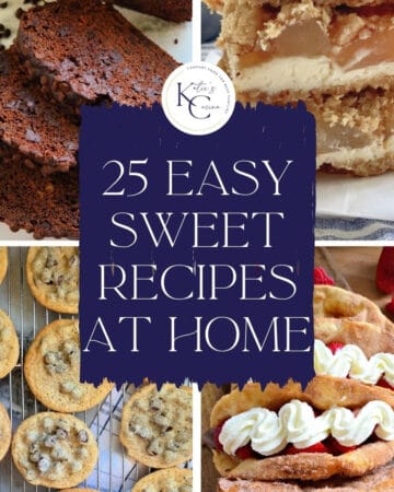 four desserts with recipe round up post title on image for pinterest.