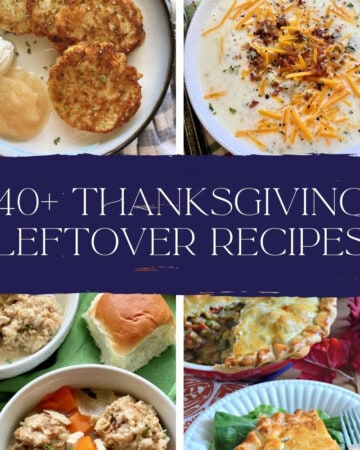 four different leftover thanksgiving side dishes with recipe title text on image for Pinterest.