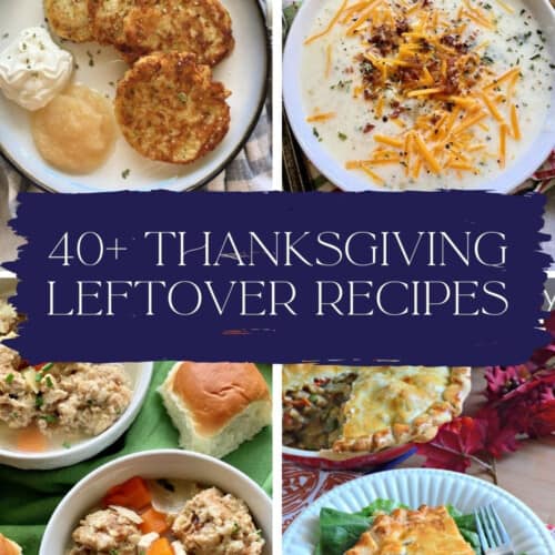 four different leftover thanksgiving side dishes with recipe title text on image for Pinterest.