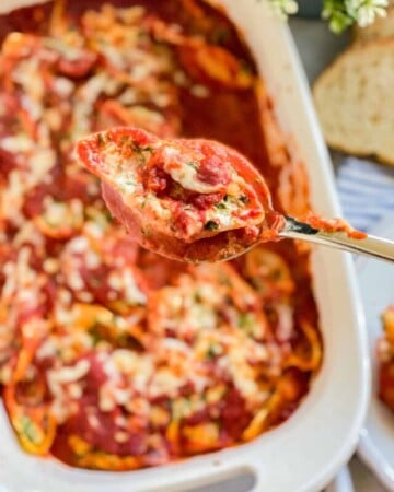 Spoonful of the Stuffed Spinach Shells.