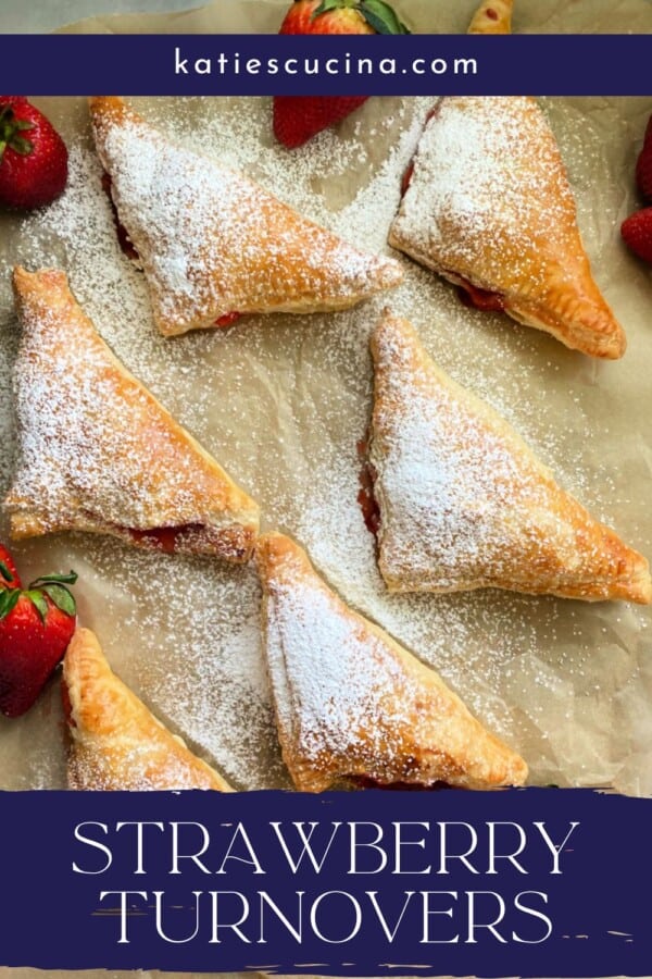 6 puff pastry turnovers with text on image for Pinterest.