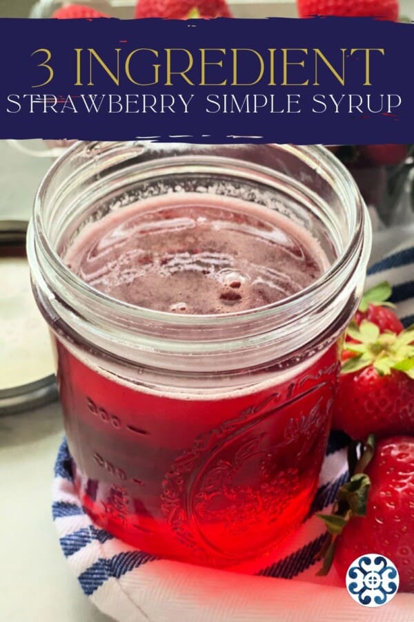 Glass mason jar filled with pink liquid with recipe title text on image for pinterest.