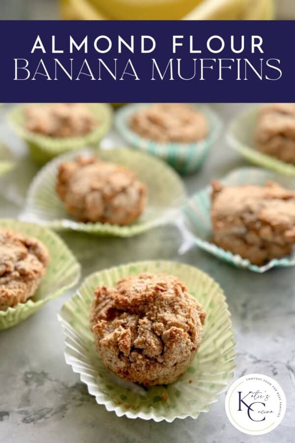 Muffins on a marble countertop with text on image for pinterest.