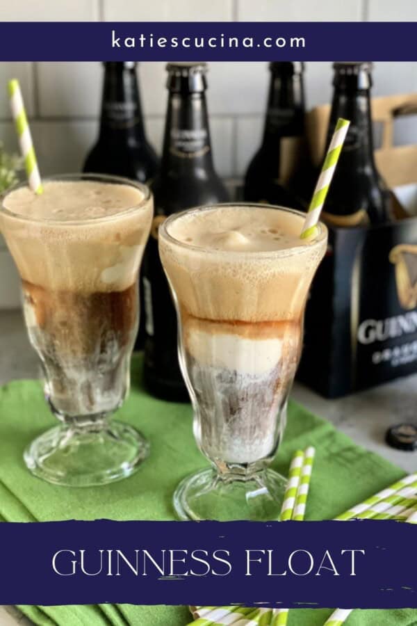 Two glasses filled with floats with text on image for Pinterest.